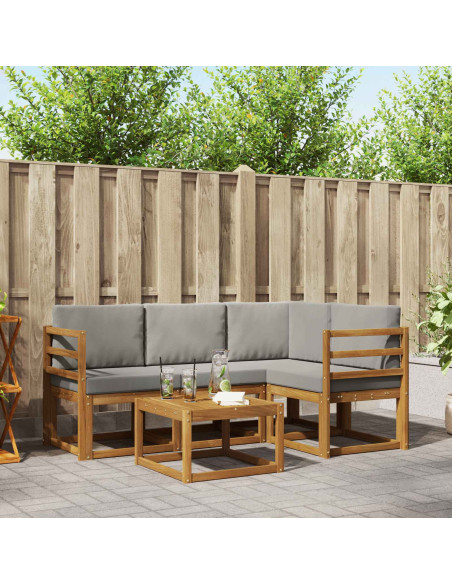 Set di divani da esterno 5 pcs Grigio Naturale e Chiaro