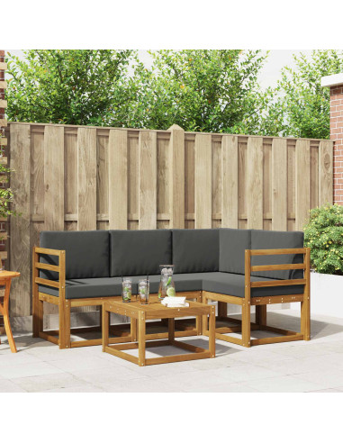 Set di divani da esterno con cuscino 5 pcs Naturale e Antracite