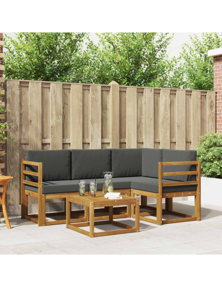 Set di divani da esterno con cuscino 5 pcs Naturale e Antracite