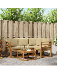 Set di divani da esterno con cuscino 5 pcs Naturale e Beige