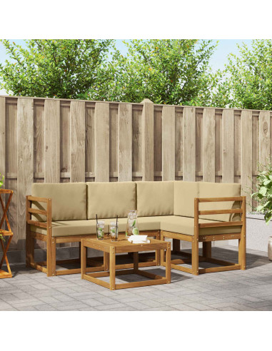 Set di divani da esterno con cuscino 5 pcs Naturale e Beige