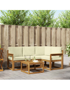 Set di divani da esterno con cuscino 5 pcs Naturale e Crema