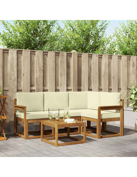 Set di divani da esterno con cuscino 5 pcs Naturale e Crema
