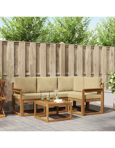 Set di divani da esterno con cuscino 5 pcs Naturale e Beige