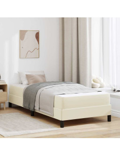 Struttura del letto con materasso Crema 90 x 200 cm Tessuto