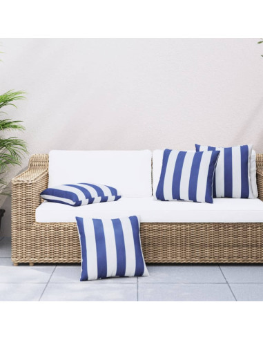 Cuscini Decorativi 4 pz Blu e Bianco 40x40 cm Tessuto