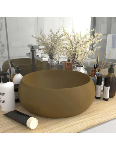 Lavandino Lusso Rotondo Crema Opaco 40x15 cm in Ceramica