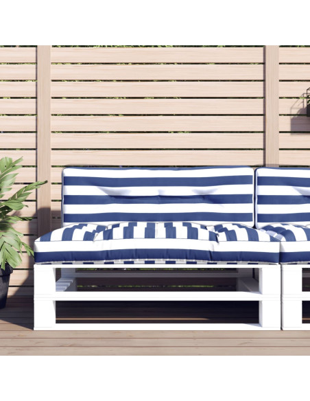 Cuscini per Pallet 2 pz Strisce Blu e Bianche in Tessuto