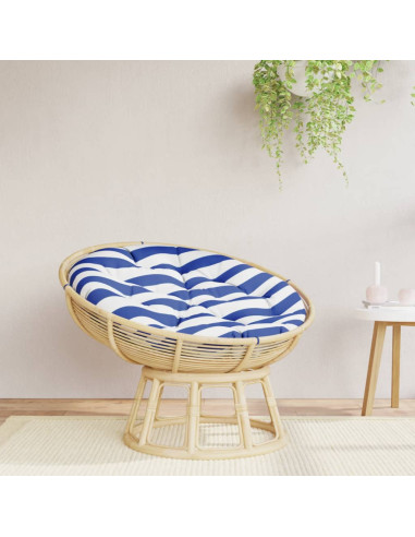 Cuscino Rotondo Righe Blu Bianche Ø 100x11 cm in Tessuto Oxford