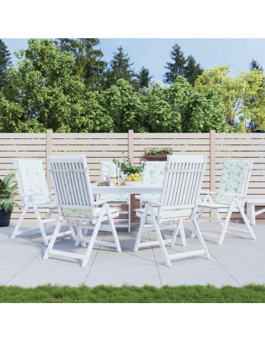 Cuscini per Sedia Schienale Alto 6 pz Motivo Foglie in Tessuto