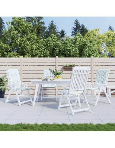 Cuscini per Sedia Schienale Alto 4 pz Motivo Foglie in Tessuto