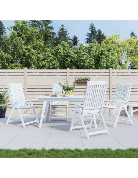 Cuscini per Sedia Schienale Alto 4 pz Motivo Foglie in Tessuto