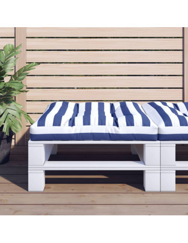 Cuscino per Pallet Strisce Bianche e Blu 70x70x12 cm in Tessuto