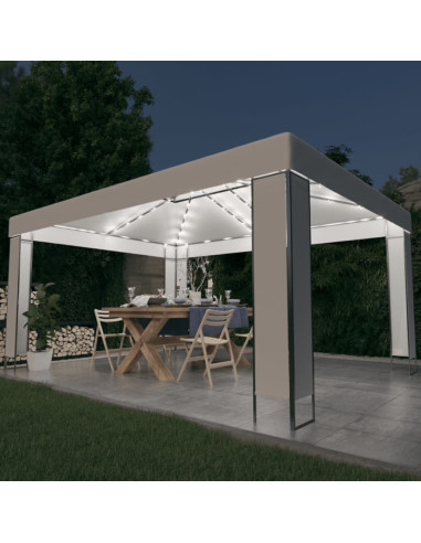 Gazebo con Stringa di Luci LED Bianco 3x4 m