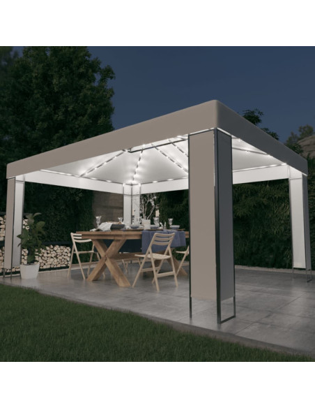 Gazebo con Stringa di Luci LED Bianco 3x4 m