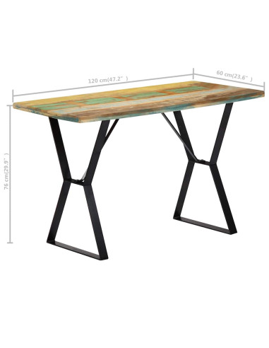 Tavolo da Pranzo 120x60x76 cm in Legno Massello di Recupero