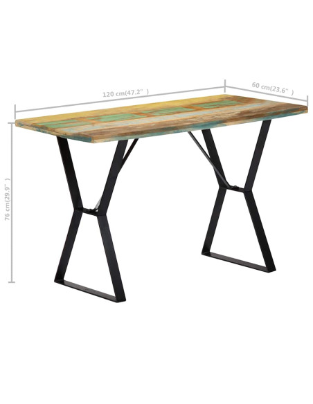 Tavolo da Pranzo 120x60x76 cm in Legno Massello di Recupero