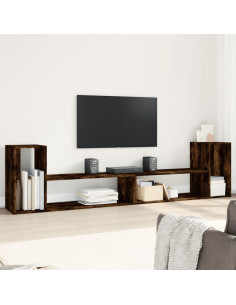 Mobili TV 2 pz Rovere Fumo 100x30x50 cm in Legno Multistrato