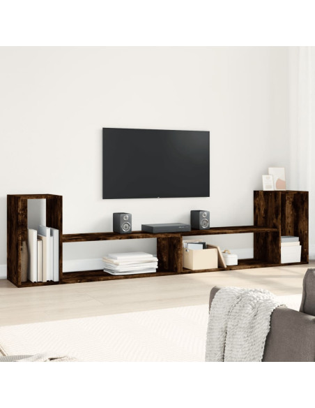 Mobili TV 2 pz Rovere Fumo 100x30x50 cm in Legno Multistrato