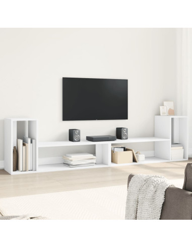 Mobili TV a Parete 2pz Bianchi 100x30x50cm in Legno Multistrato