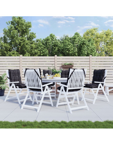 Cuscini Sedia Schienale Basso 6 pz Quadri Nero Tessuto Oxford