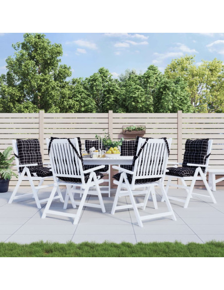 Cuscini Sedia Schienale Basso 6 pz Quadri Nero Tessuto Oxford