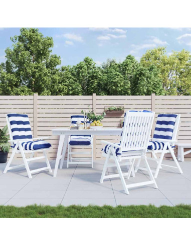 Cuscini Sedia Schienale Basso 4 pz a Righe Blu e Bianche Oxford