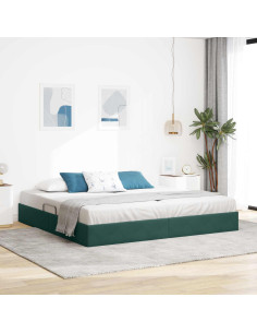 Letto con Contenitore Verde Scuro 200 x 200 cm Velluto