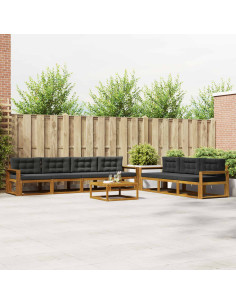 Set di divani da esterno con cuscino 8 pcs Naturale e Antracite