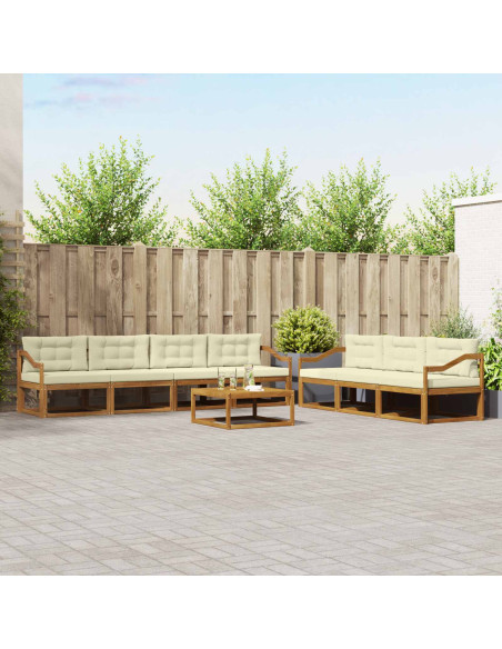 Set di divani da esterno con cuscino 8 pcs Naturale e Crema