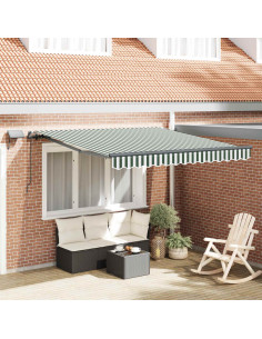 Tenda Retrattile Verde e bianco 300 x 250 cm Tessuto