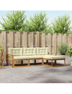 Set di divani da esterno con cuscino 4 pcs Naturale e Crema