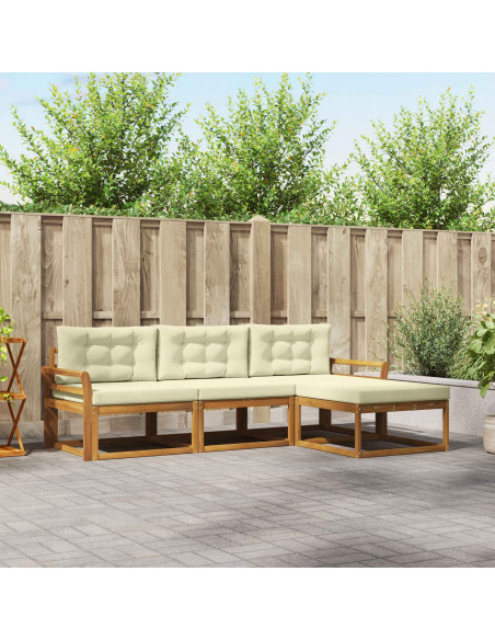 Set di divani da esterno con cuscino 4 pcs Naturale e Crema