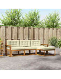 Set di divani da esterno con cuscino 4 pcs Naturale e Crema