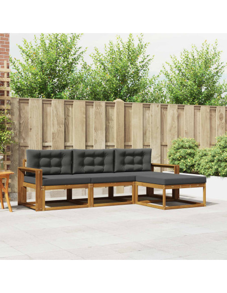 Set di divani da esterno con cuscino 4 pcs Naturale e Antracite