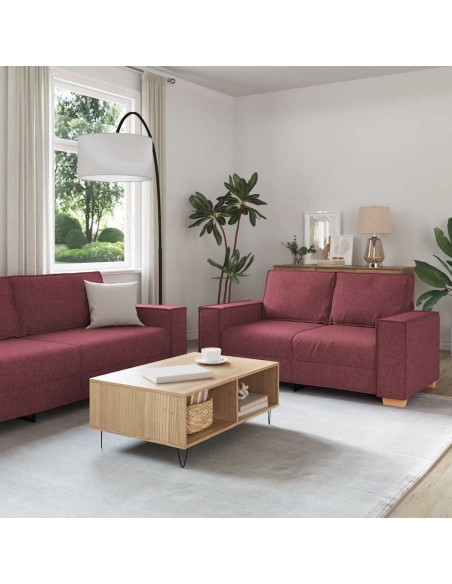 Divano 3 pcs Rosso Vino 220 x 80 x 84 cm Tessuto misto lino