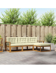 Set di divani da esterno con cuscino 4 pcs Naturale e Crema
