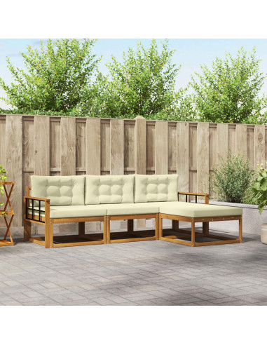 Set di divani da esterno con cuscino 4 pcs Naturale e Crema