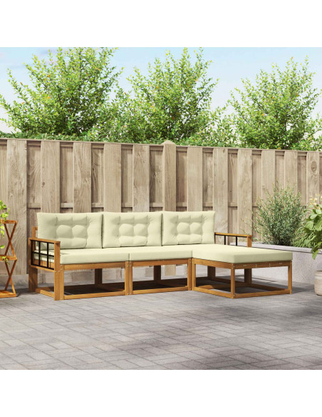 Set di divani da esterno con cuscino 4 pcs Naturale e Crema