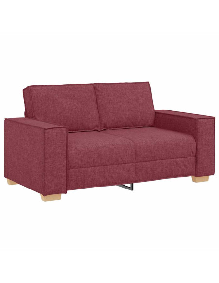 Divano 3 pcs Rosso Vino 220 x 80 x 84 cm Tessuto misto lino