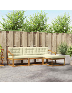 Set di divani da esterno con cuscino 4 pcs Naturale e Crema