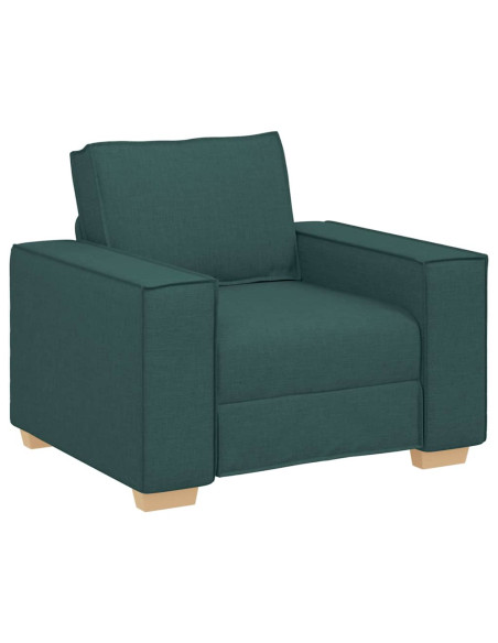 Divano 3 pcs Verde Scuro 220 x 80 x 84 cm Tessuto misto lino