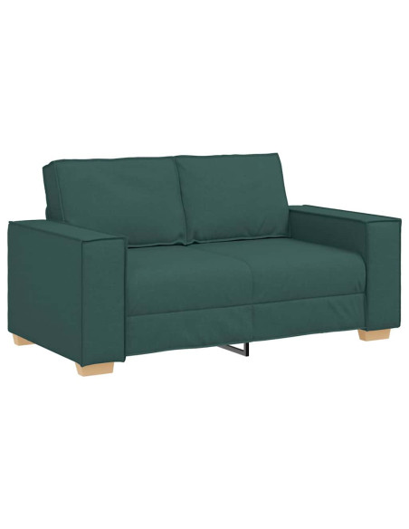 Divano 3 pcs Verde Scuro 220 x 80 x 84 cm Tessuto misto lino