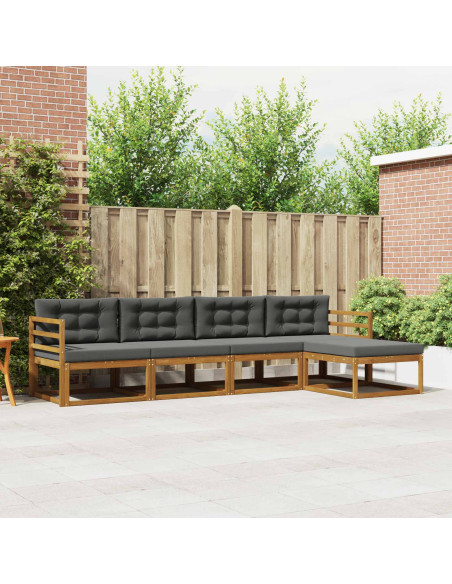 Set di divani da esterno con cuscino 5 pcs Naturale e Antracite