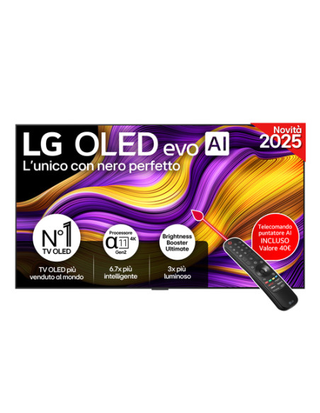LG OLED evo AI OLED65G54LW TV Serie G5 65'' 4K, α11 Gen2, Brightness Booster Ultimate, 60W, 4 HDMI 165Hz, Smart TV 2025