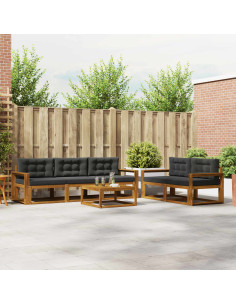 Set di divani da esterno con cuscino 6 pcs Naturale e Antracite
