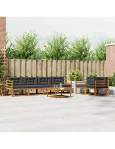 Set di divani da esterno con cuscino 7 pcs Naturale e Antracite