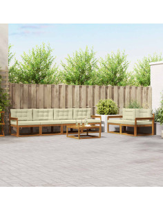 Set di divani da esterno con cuscino 7 pcs Naturale e Crema