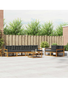 Set di divani da esterno con cuscino 7 pcs Naturale e Antracite