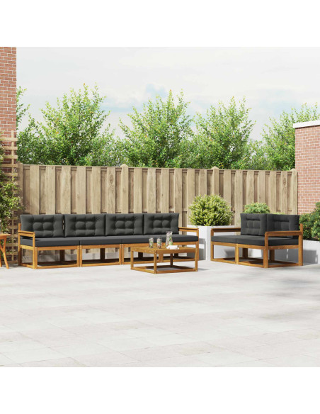 Set di divani da esterno con cuscino 7 pcs Naturale e Antracite